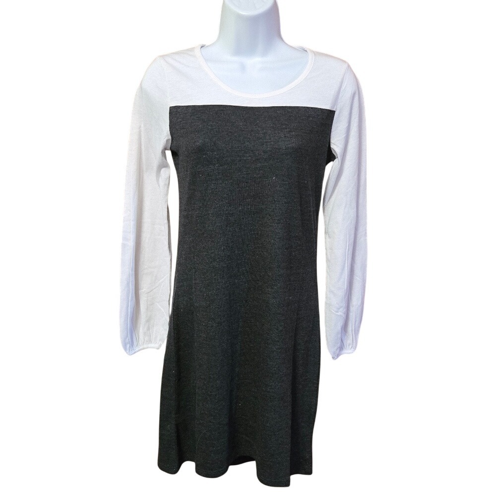 Chaser NWT Colorblock Long Sleeve Mini Dress White Black CW7495-WHTBLK XS‎ NEW